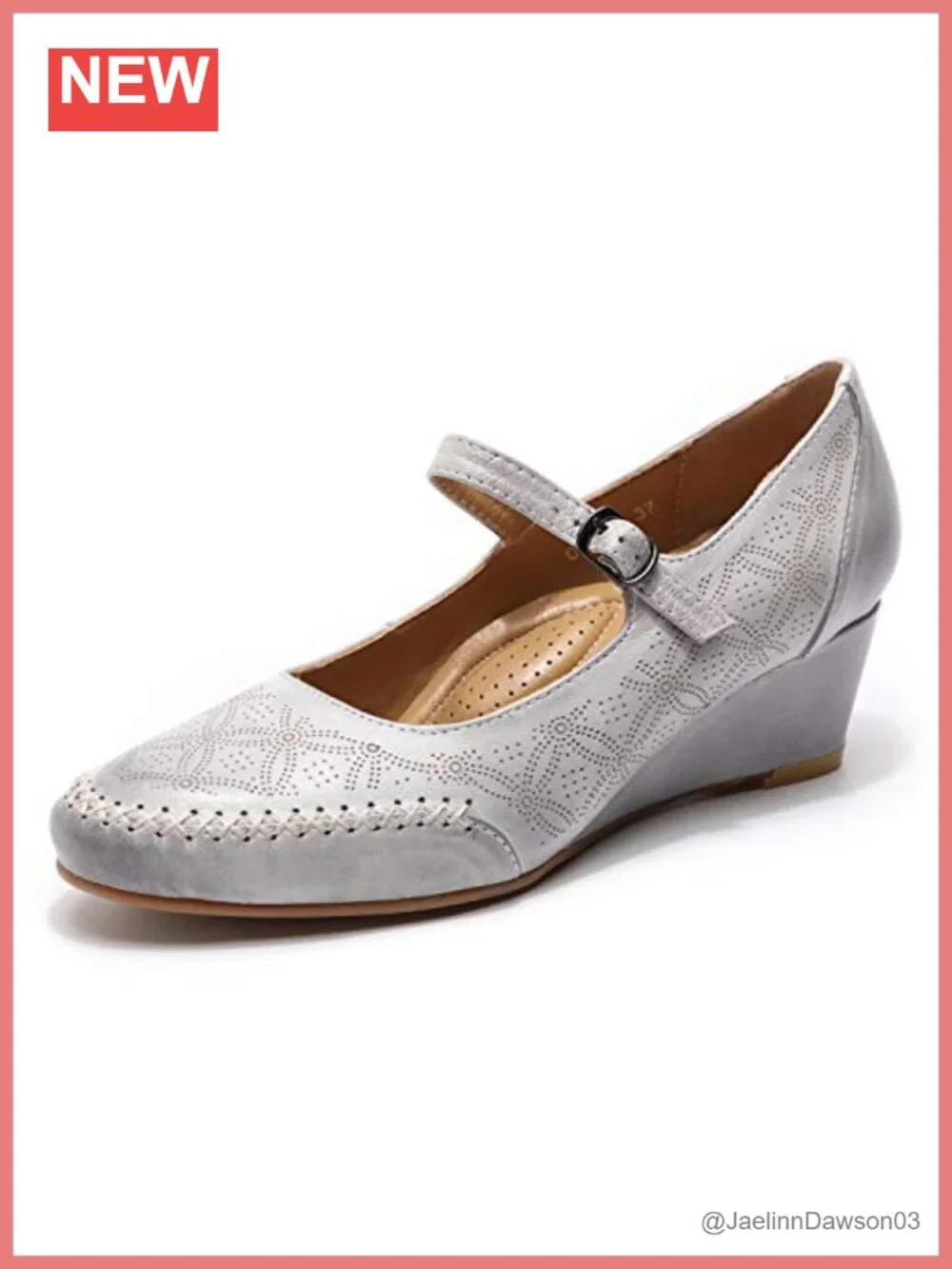 Leather Mary Jane Wedge Heel Pumps Women's Shoes